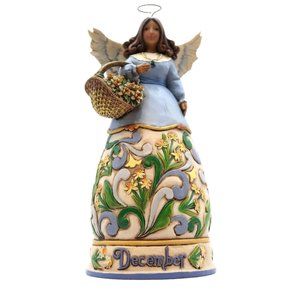 Jim Shore 2008 December Angel Figurine Hand Made in China Blue Topaz